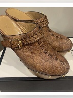 Gucci Janis Platform Clogs Leather Size 40.5/ US 9.5